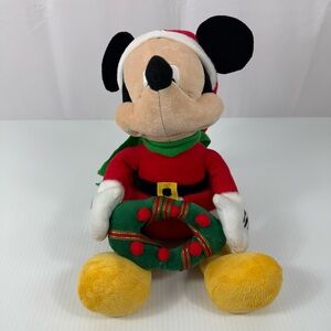 Disney Mickey Mouse Christmas Animated Singing Plush Lights 12" Works